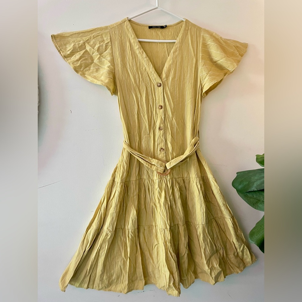 Golden Yellow Button-Down Dress – Boutique Find from Elora | Size Small